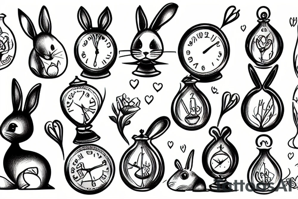 rabbit and hourglass tattoo idea