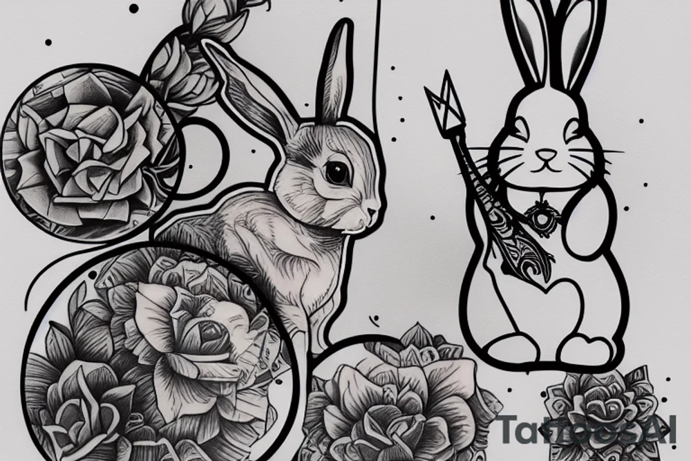 rabbit and hourglass tattoo idea