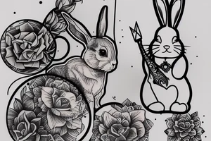 rabbit and hourglass tattoo idea