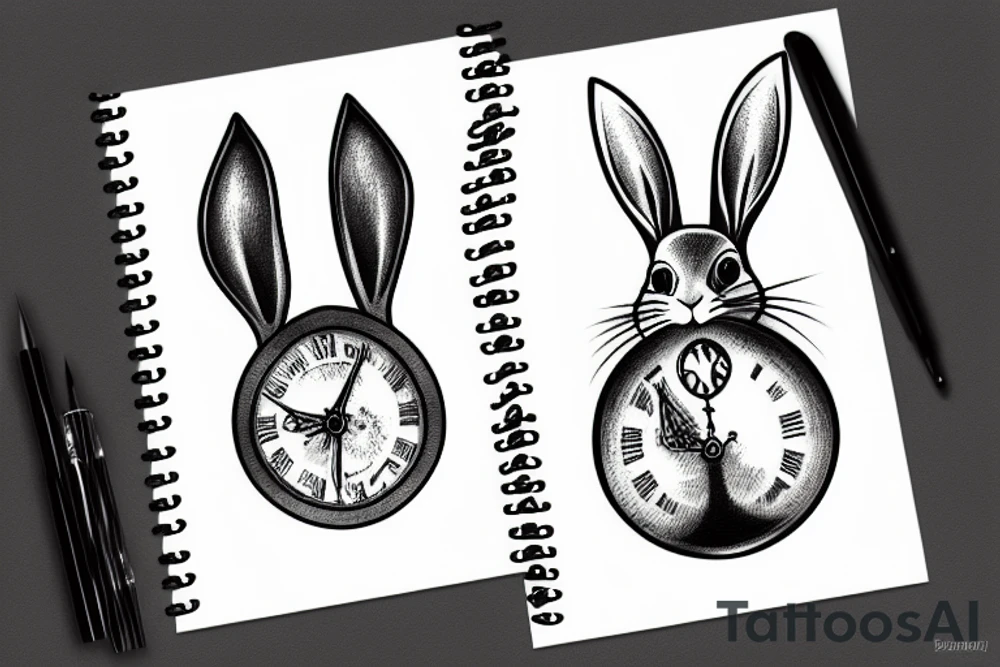 rabbit and hourglass tattoo idea