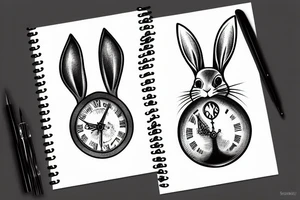 rabbit and hourglass tattoo idea