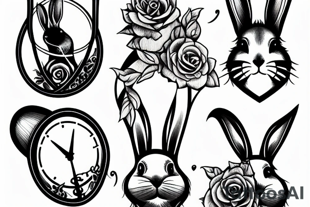 rabbit and hourglass tattoo idea