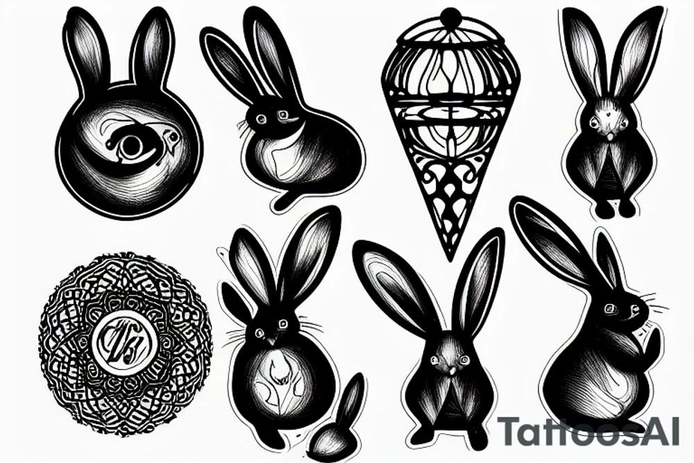 rabbit and hourglass tattoo idea
