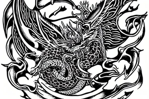 Sage dragon holds in his hands the knowledge of the whole world in the form of a ball tattoo idea
