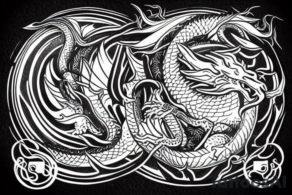 Sage dragon holds in his hands the knowledge of the whole world in the form of a ball tattoo idea