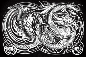 Sage dragon holds in his hands the knowledge of the whole world in the form of a ball tattoo idea