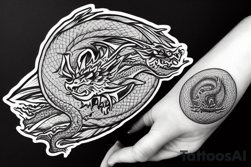 Sage dragon holds in his hands the knowledge of the whole world in the form of a ball tattoo idea