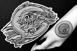 Sage dragon holds in his hands the knowledge of the whole world in the form of a ball tattoo idea