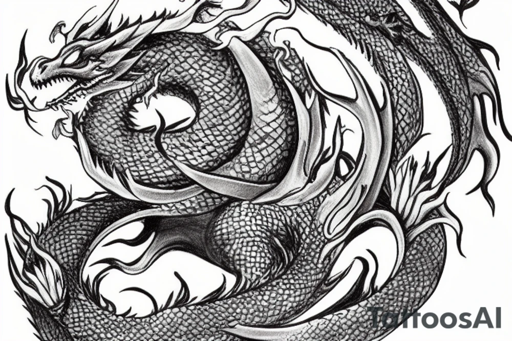 Sage dragon holds in his hands the knowledge of the whole world in the form of a ball tattoo idea