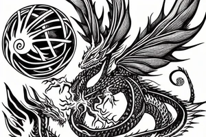 Sage dragon holds in his hands the knowledge of the whole world in the form of a ball tattoo idea