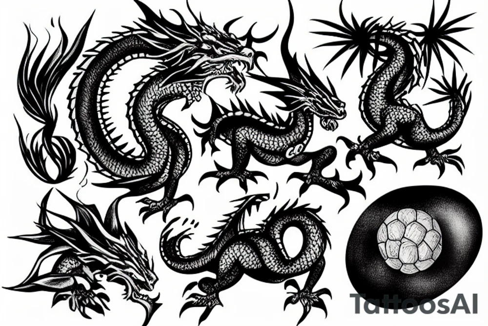 Wise dragon holds the ball tattoo idea