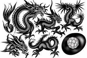 Wise dragon holds the ball tattoo idea