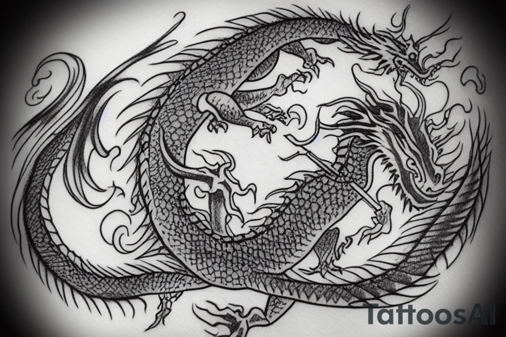 Wise dragon holds the ball tattoo idea