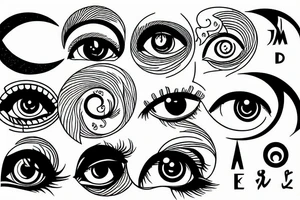 eye and moon symmetrical tattoo idea
