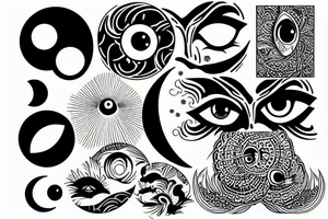 eye and moon symmetrical tattoo idea