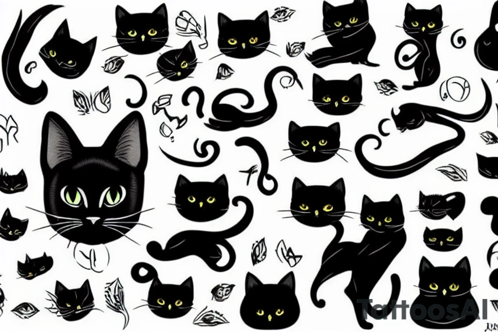 Black cat tattoo idea