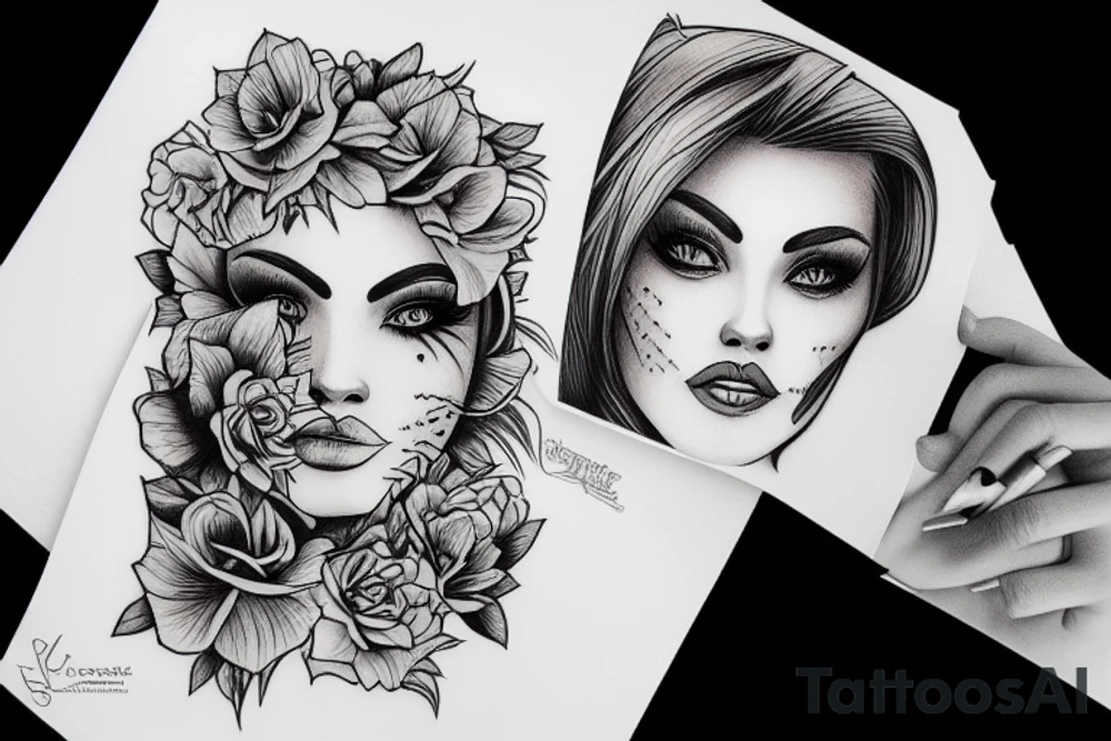 Face women tattoo idea