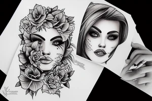 Face women tattoo idea