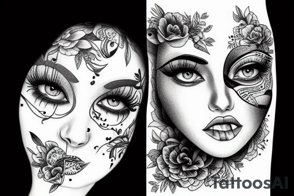 Face women tattoo idea
