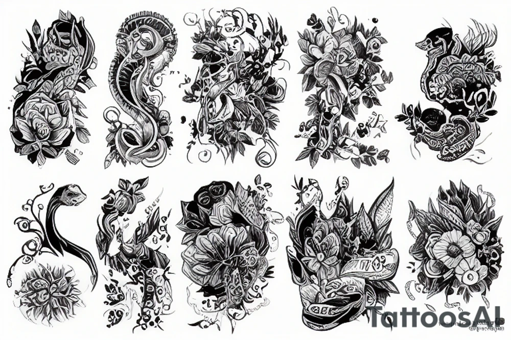Самурай рядом с сакуром и рекой tattoo idea