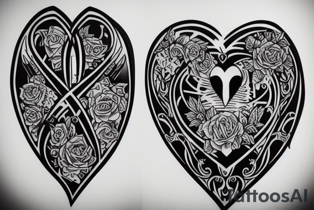 Knife and heart tattoo idea