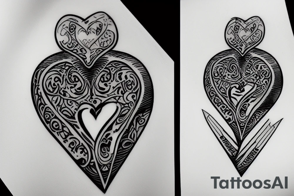 Knife and heart tattoo idea