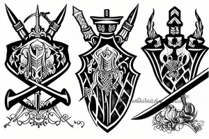 Knight with sword on battle horshe tattoo idea