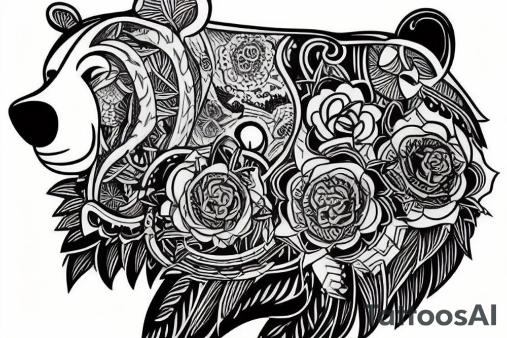 Bear shoulder chest tattoo idea