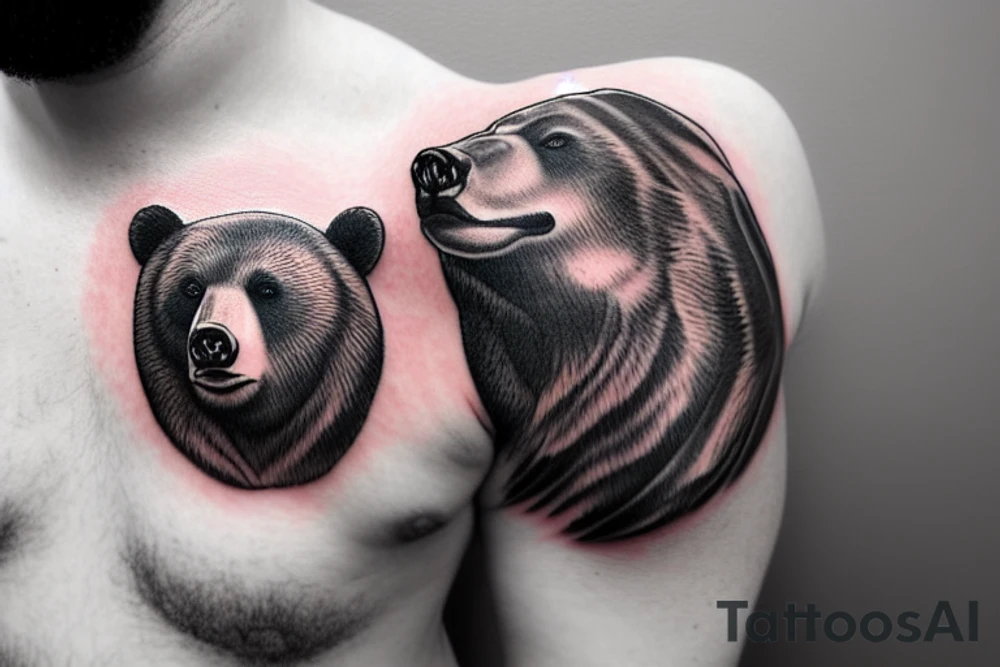 Bear shoulder chest tattoo idea