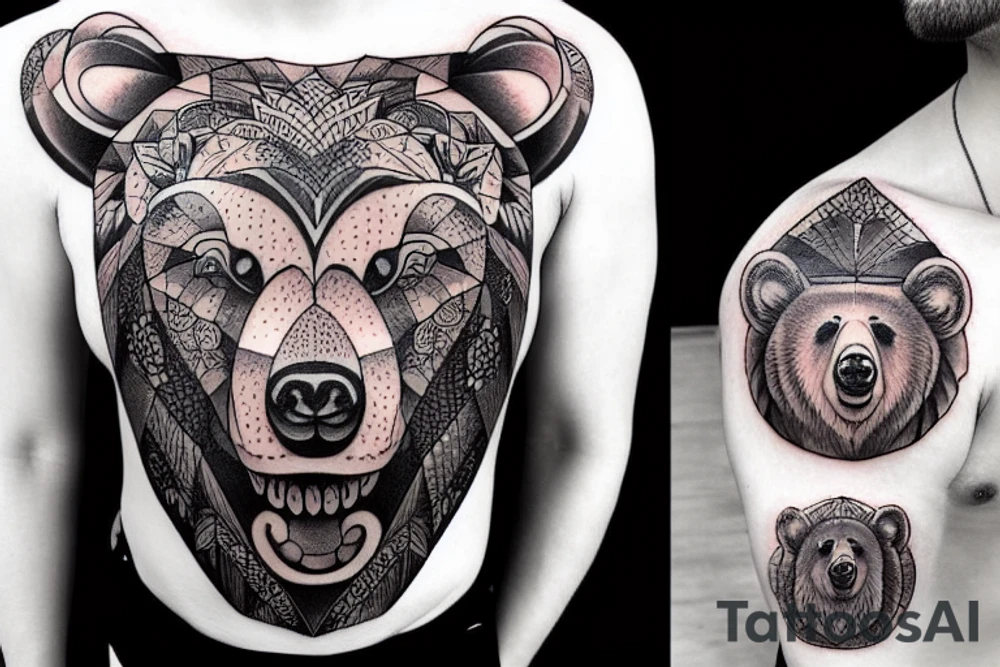 Bear shoulder chest tattoo idea
