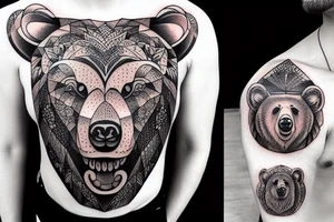 Bear shoulder chest tattoo idea