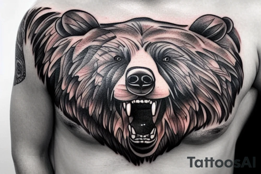 Bear shoulder chest tattoo idea