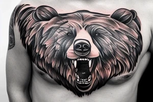 Bear shoulder chest tattoo idea