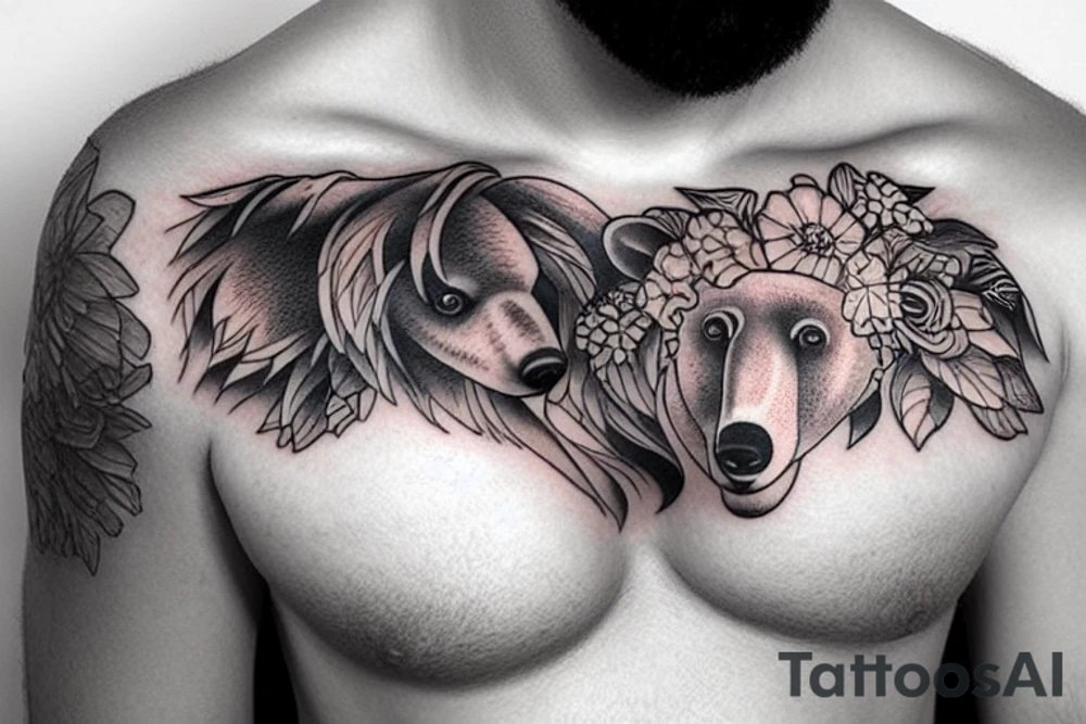 Bear shoulder chest tattoo idea