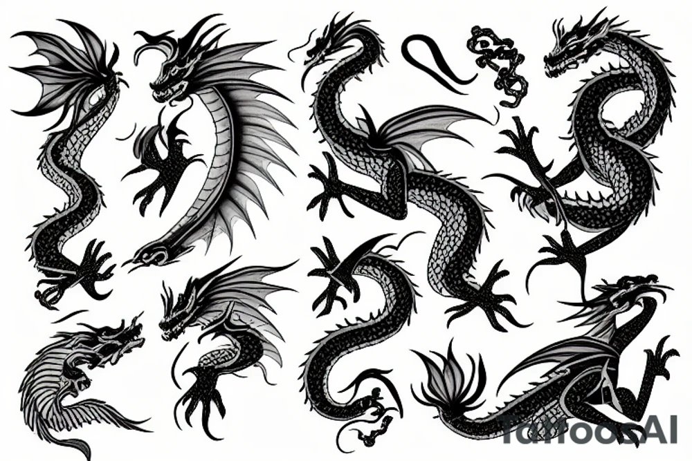 Dragon with sacura flower tattoo idea