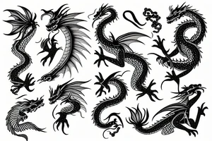 Dragon with sacura flower tattoo idea