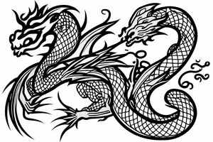 Dragon with sacura flower tattoo idea