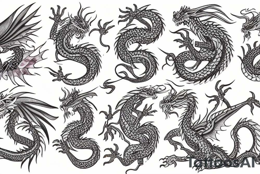 Dragon with sacura flower tattoo idea