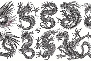 Dragon with sacura flower tattoo idea
