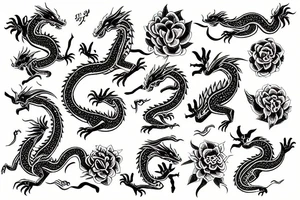 Dragon with sacura flower tattoo idea