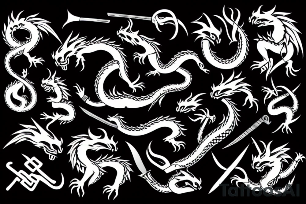 Dragon with knife tattoo idea