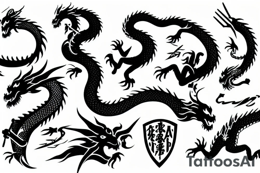 Dragon with knife tattoo idea