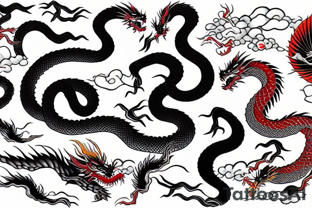 long japanese dragon fullcolor tattoo idea