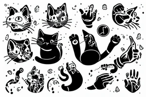 Cat that licks it's hand tattoo idea