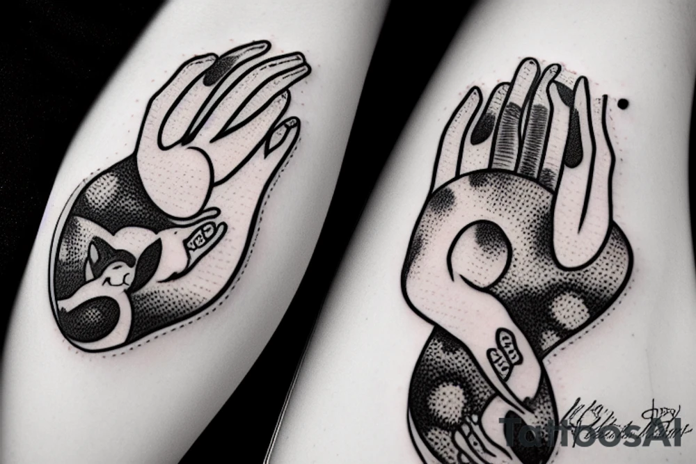 A cat licking blood from a paw tattoo idea