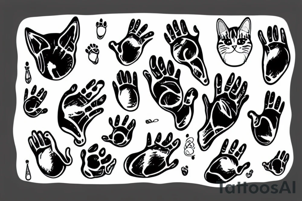 A cat licking blood from a paw tattoo idea