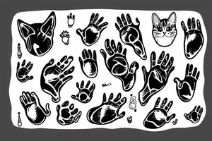 A cat licking blood from a paw tattoo idea