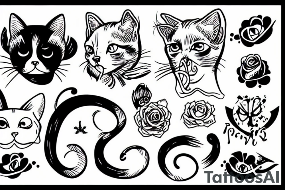 A cat licking blood tattoo idea
