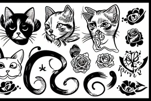 A cat licking blood tattoo idea