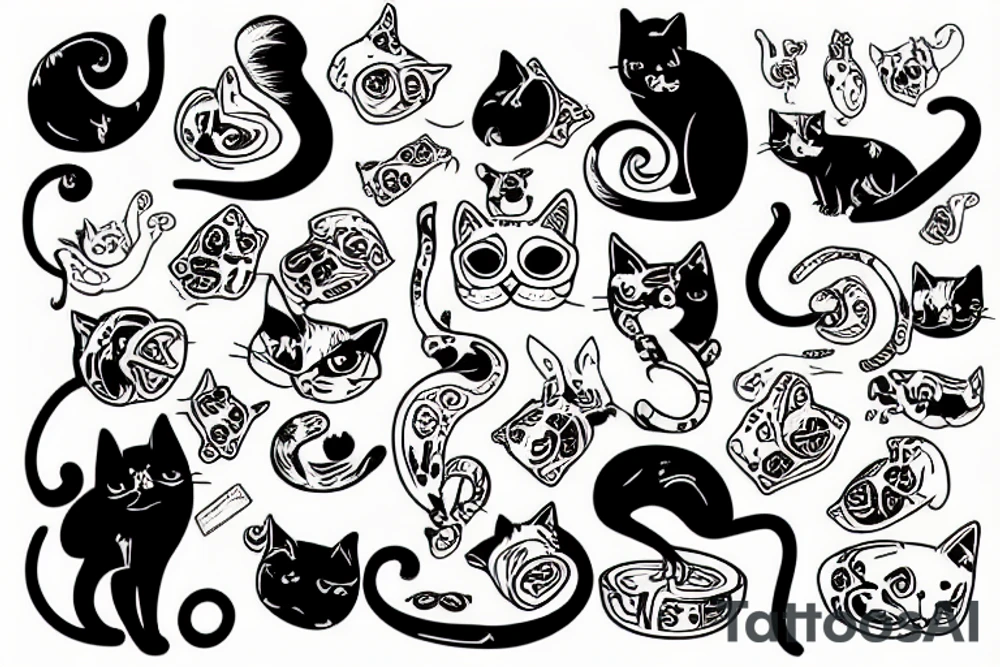 A cat licking blood tattoo idea